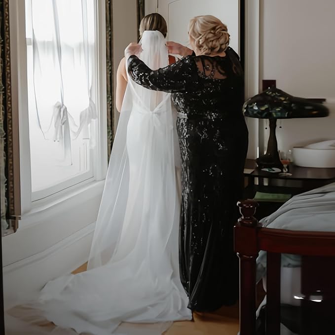 1 Tier Pearl Wedding Bridal Veil - Image 4