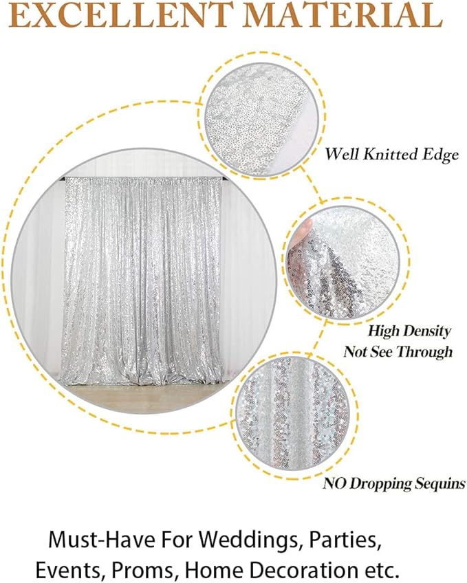 ShiDianYi 8FTx10FT Silver Sequin Photography Backdrop - Image 4