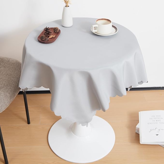 Small Square Grey Tablecloth 36 x 36 Inch Polyester Fabric Washable Table Cover - Image 2