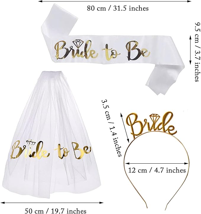 3 Pack Bride to Be Decorations Set, Bride to Be Sash, Bride Headband Tiara - Image 2