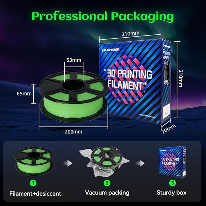 FLASHFORGE Glow in The Dark Rapid PLA Filament 1.75mm, High Flow Speedy 3D - Image 6