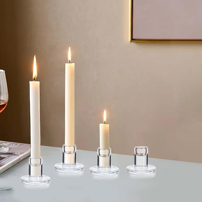 12-Pack Clear Taper Candle Holders, Glass Candlestick Holders - Image 5