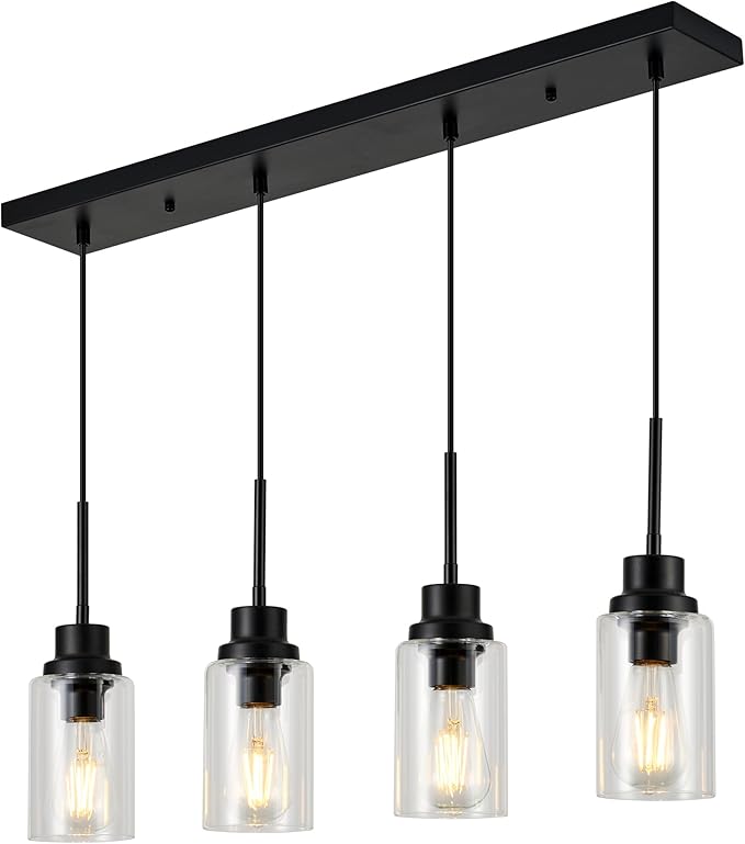 4-Lights Pendant Lighting for Kitchen Island in Black, Ceiling Light Fixtures - Image 8