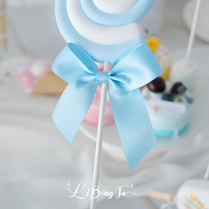 3.5" Blue Bow Satin Pre-Tied Bows - Image 6