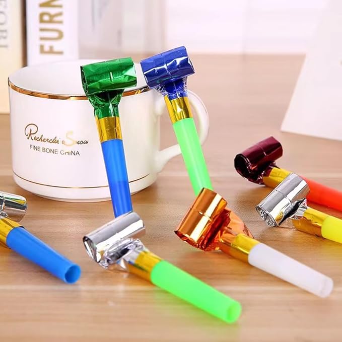 100 Pcs Party Blower, Colorful Birthday Noisemakers Funny Birthday Blow Horns - Image 4