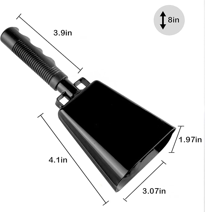 Steel Cowbell with Handle 8 Inch Cow Bells Noise Makers, 2 Pack Large Cowbells - Image 4