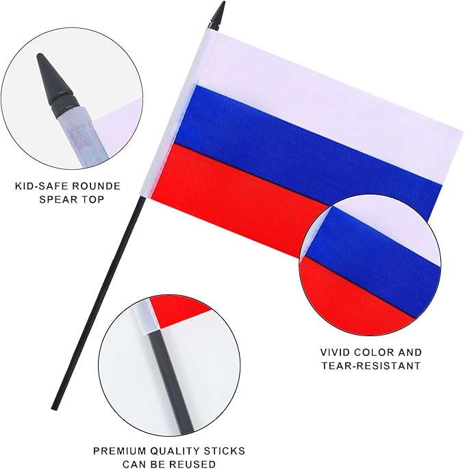 Russia Desk Flag 12" Solid Pole Deluxe Set Russians Flags Banner Mini Small - Image 4