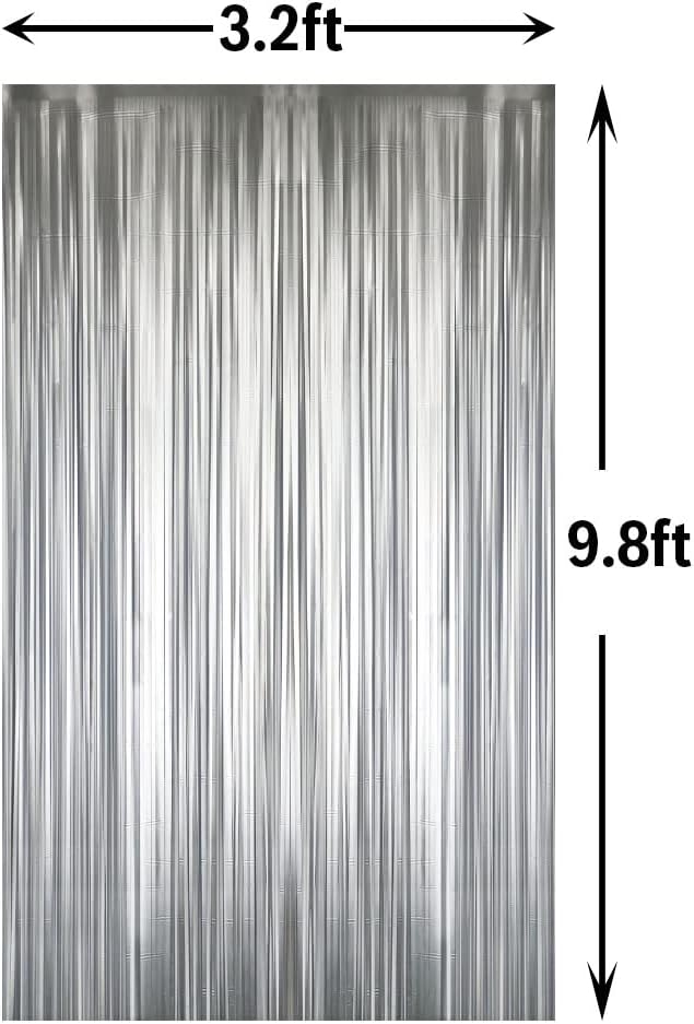 GOER 3.2 ft x 9.8 ft Metallic Tinsel Foil Fringe Curtains Party Photo Backdrop - Image 2