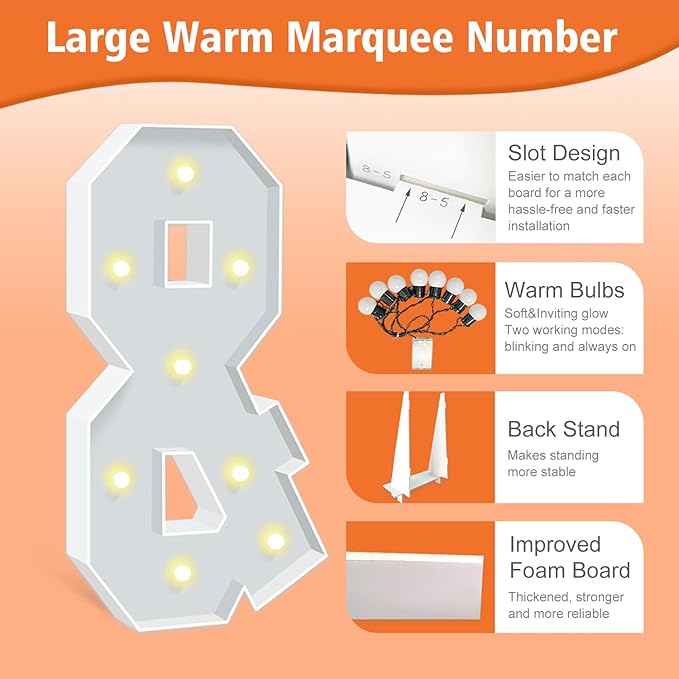 3FT Marquee Light Up Letters Sign &, Big Mosaic Balloon Frame Letter - Image 3
