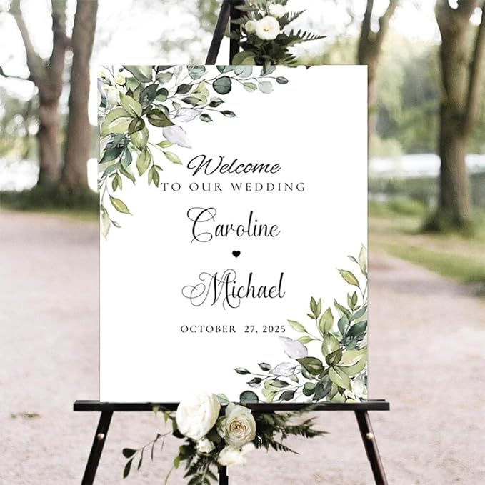 Greenery Wedding Welcome Sign, Eucalyptus Wedding Sign, Botanical Welcome - Image 3