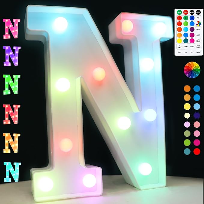 Light Up Colorful LED Marquee Letter lights, 18 Colors Changing Alphabet by OYCBUZO