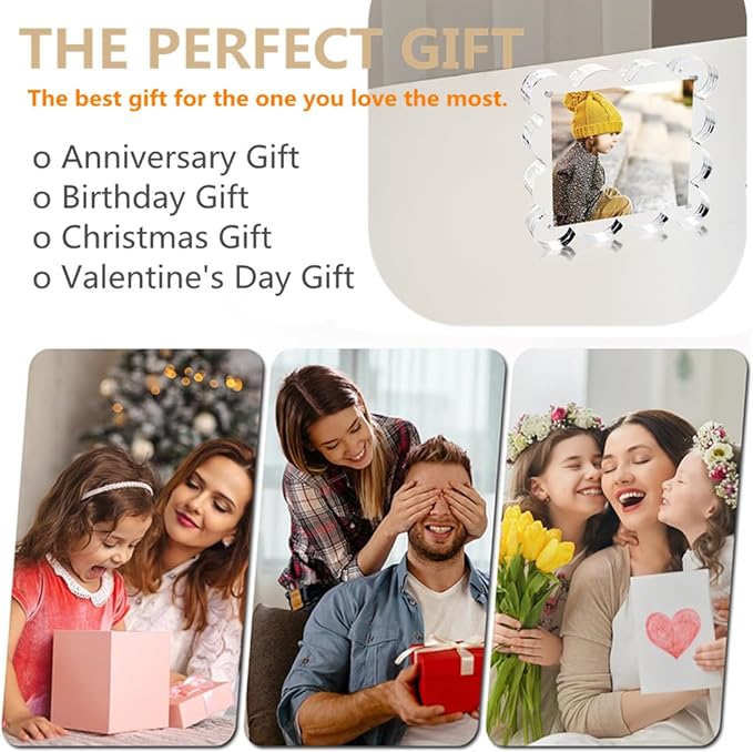3 Pack 4x4 Inch Magnetic Acrylic Picture Frame, 10+10mm Thick Block, Double - Image 7