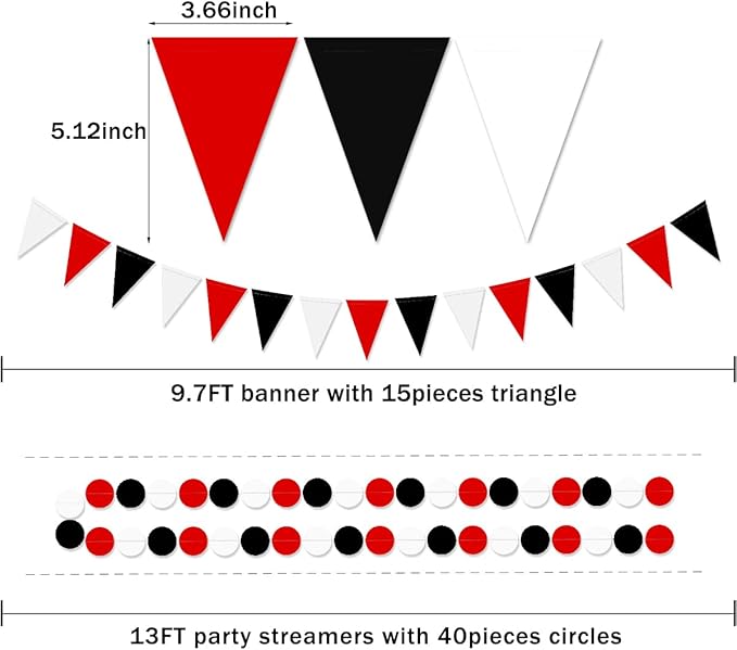 White Red Black Party Decorations - Image 3