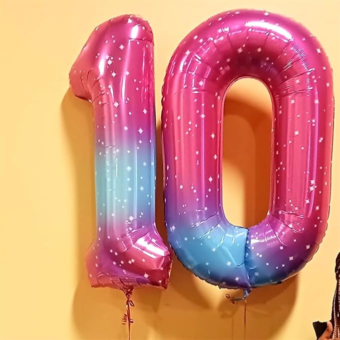40 Inch Rainbow Gradient Balloon Number 9 Beige, Large Blue Pink Purple Foil - Image 7