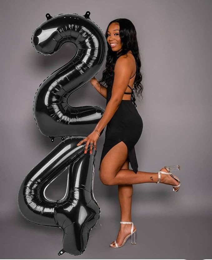 40 Inch Black Number Balloon 0-9, Big Size Happy Birthday Balloon, Foil Helium - Image 3