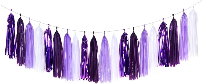 Purple White Lavender Party-Decorations Tassel-Garland by Panduola