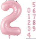40 Inch Balloon Number 2 Pastel Pink, Large Foil Light Pink Number Balloons Set by Lingqiang