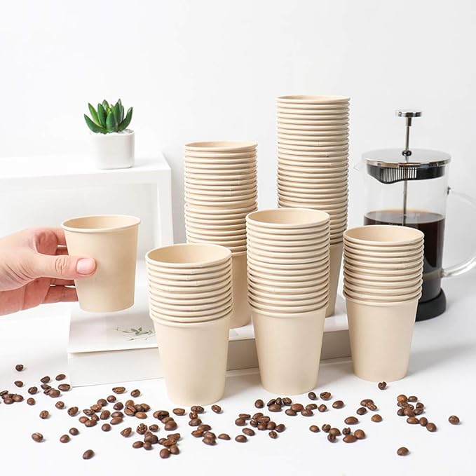 Disposable Paper Cups, Plant Fiber Brown Hot Drink Cups 160 Count 8 oz - Image 5
