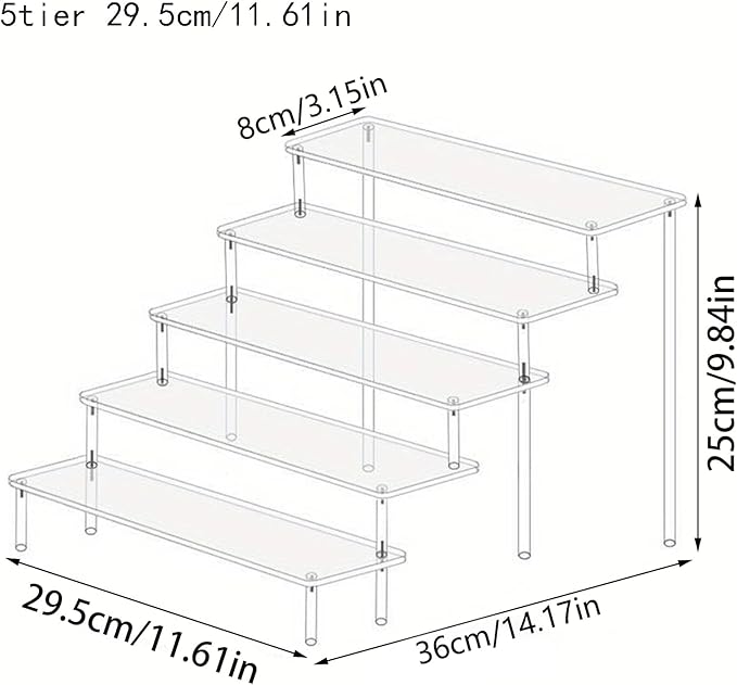 Acrylic 5-Tier Display Stand, Cupcake Stand Holder, Large Shelf Risers - Image 2