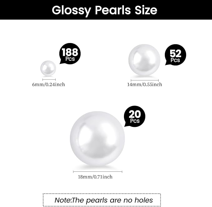 260Pcs White Glossy Beads - 6mm - Image 2