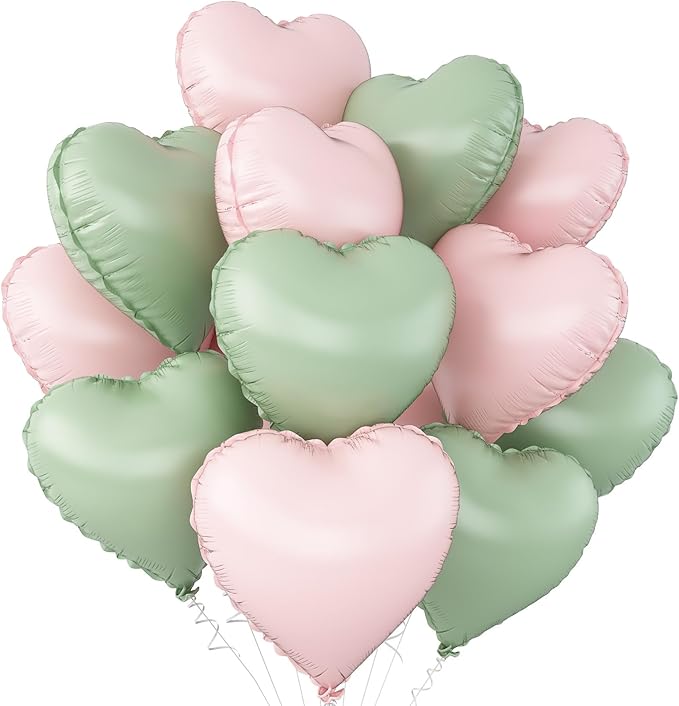 Pink Green Heart Balloons by Adorely