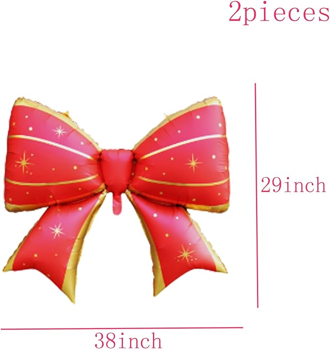 36 Inches Bow Foil Balloon Huge Bowtie Red gold Balloon - Image 2