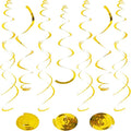 24 PCS Gold Foil Hanging Swirl, Sparkle Ceiling Hanging Decorations, Plastic by PatiCool