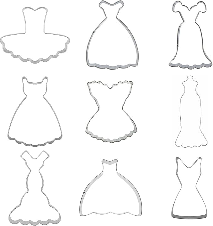 Mini Dress Cookie Cutter Set of 9 pcs, Stainless Steel Mini ONE-BITE SIZE - Image 2