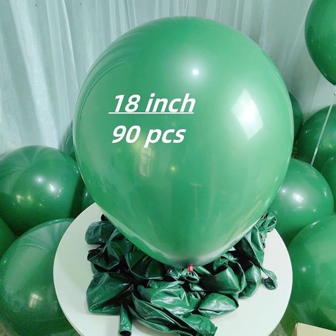 90 Pack Green Balloons 18 inch Dark Green Latex Big Balloons - Image 3