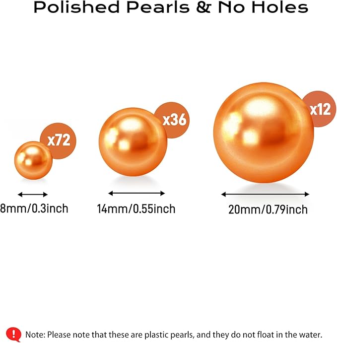 120 PCS 8/14/20mm No Hole Polish Pearl Beads - Image 2