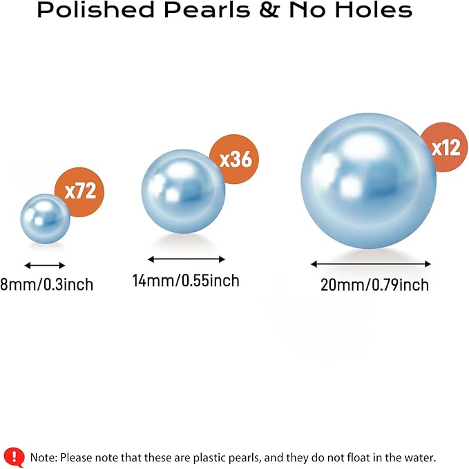 120 PCS 8/14/20mm No Hole Polish Pearl Beads - Image 2