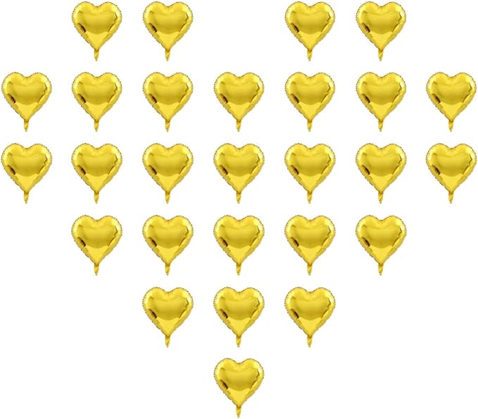 50 Pcs Gold Heart Shaped Balloon Foil Balloon 5 inch Heart Balloon by USINNOEM