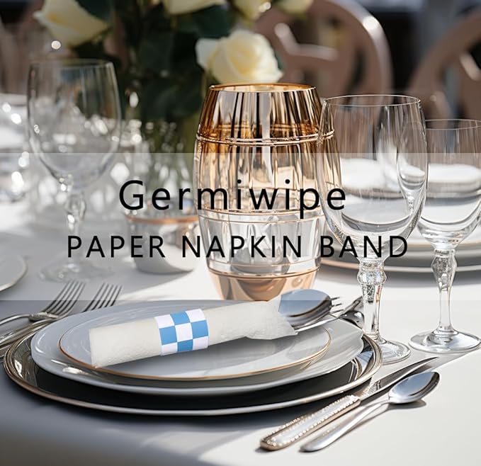 Germiwipe Paper Napkin Band Box of 500, Napkin Rings Self Adhesive - Image 4