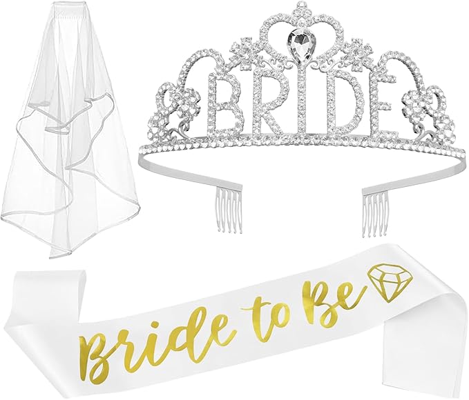 JETKONG 3 Pcs Bachelorette Party Decorations "BRIDE" Crown, Bride to Be by JETKONG