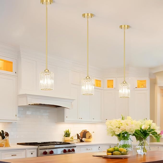 Gold Kitchen Pendant Lights Over Island - Image 2