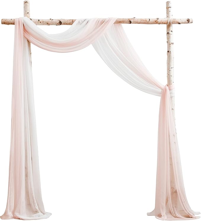 Floroom Wedding Arch Draping Fabric 2 Panels 20Ft Chiffon Fabric Drapes Arbor by Floroom