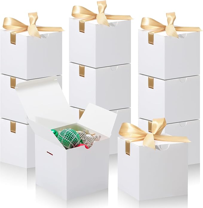 DOYIDE Small Gift Boxes, 20 Pack 5x5x5 Inch White Elegant Paper Boxes by DOYIDE