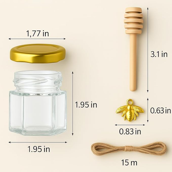 50 Pack 1.5 oz Hexagonal Honey Jars - Image 2