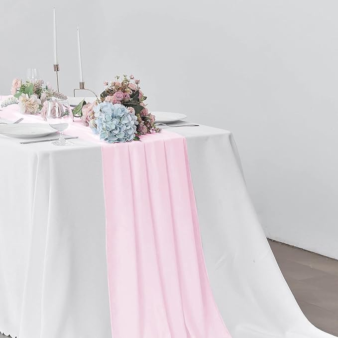 2 Pack 10Ft Blushing Pink Chiffon Table Runner Sheer 29x120 Inch - Image 6