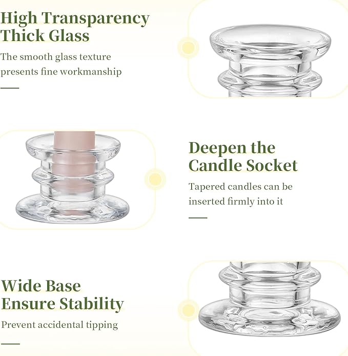 Glasseam Glass Tapered Candlestick Holders: 20Pcs Clear Taper Candle Holders - Image 6
