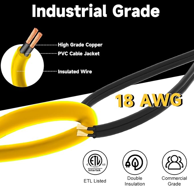 50ft LED Construction String Lights, 75W 7500LM Industrial Grade Super Bright - Image 4
