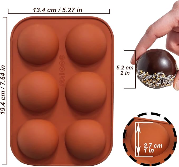 6 Holes Medium Semi Sphere Silicone Molds, 3 Packs Half Sphere Silicone Baking - Image 6
