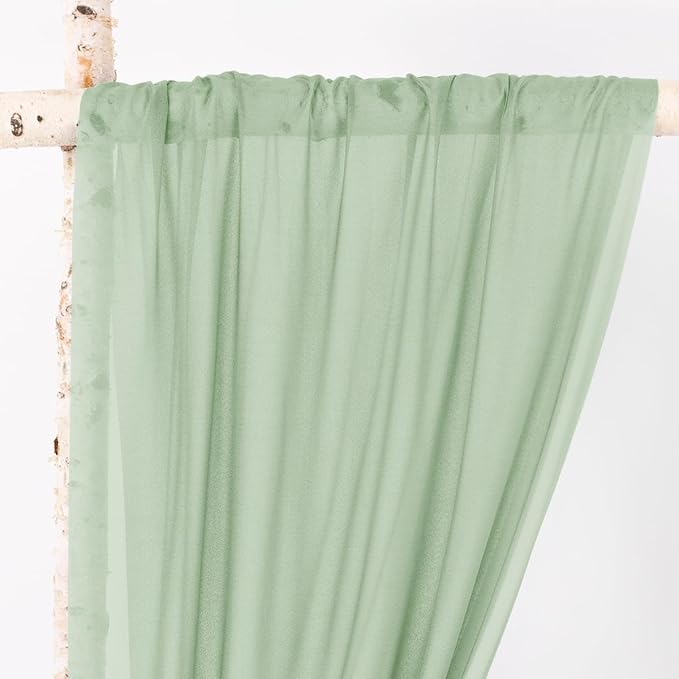 MLMW Wedding Arch Draping Fabric 1 Panel 29" x 20Ft Easter Sage Green Sheer - Image 2