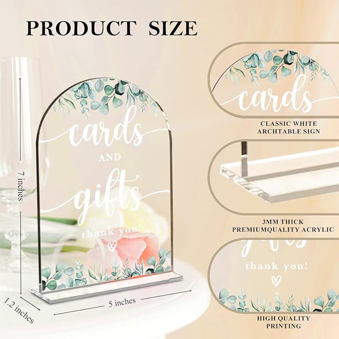4 Pcs Acrylic Wedding Signs for Reception, Bridal Shower Decorations, Cards and - Image 2