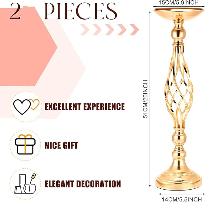 LANLONG 10pcs Metal Gold Candle Holders Road Lead Table Centerpiece Stand - Image 6