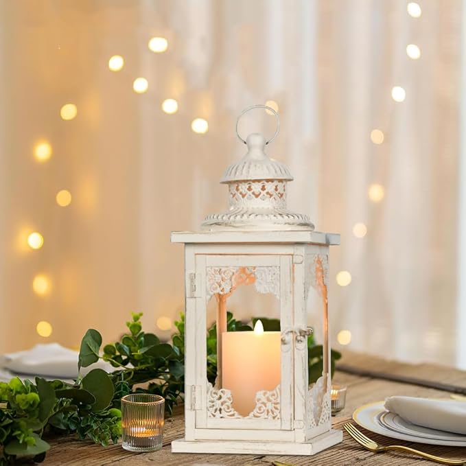 NEEDOMO Large Lanterns Decorative Indoor, Metal Candle Holder Lantern Rustic - Image 7