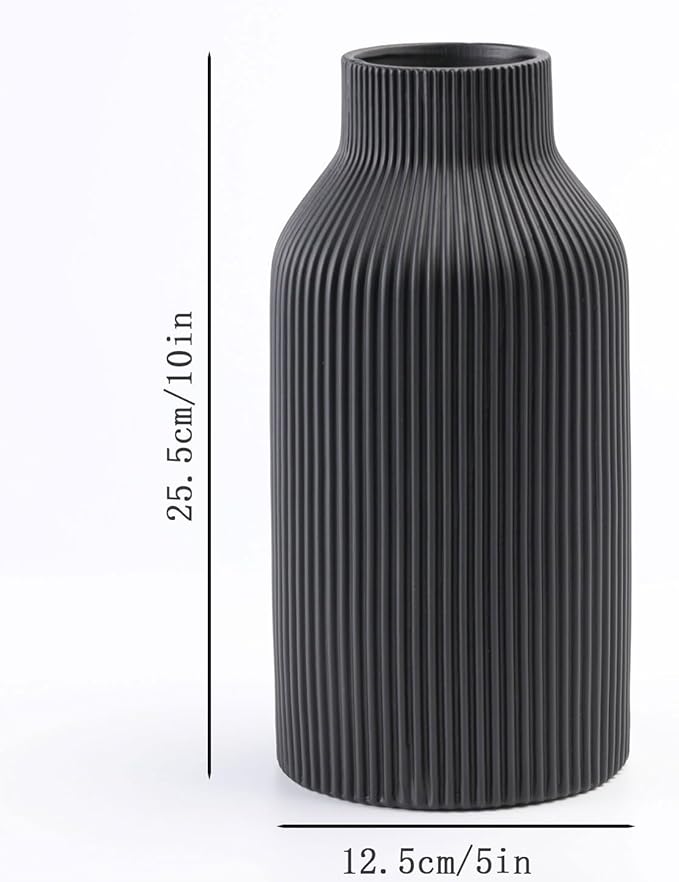 10 Inch Black Ceramic Vase for Decor, Minimalist Modern Home Decorative Large - Image 3
