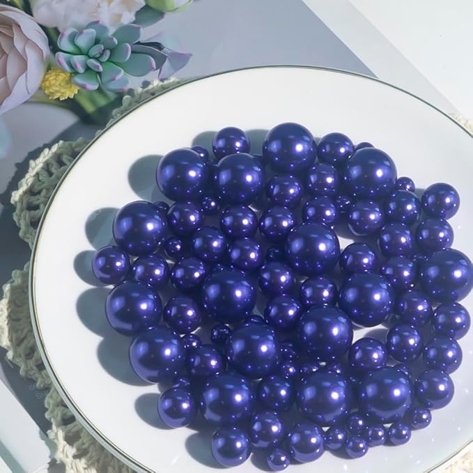 300Pcs Dark Purple Polished No Hole Faux Pearl Beads - Image 5