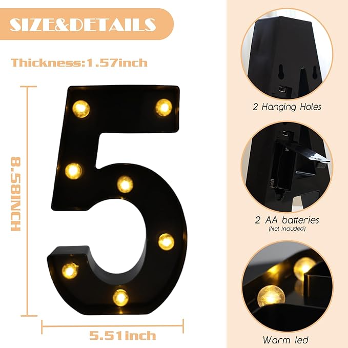 LED Marquee Numbers, 8.58 Inch Led Light Up Numbers - Image 2