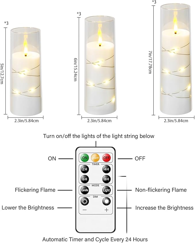 Flameless LED Candles with Timer 9 Pc Flickering Flameless Candles - Image 3
